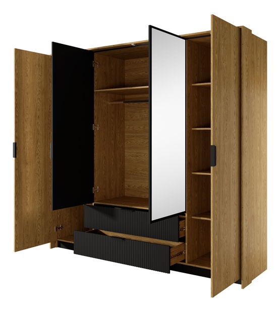 Ruhásszekrény Balneo (balti tölgy + fekete)