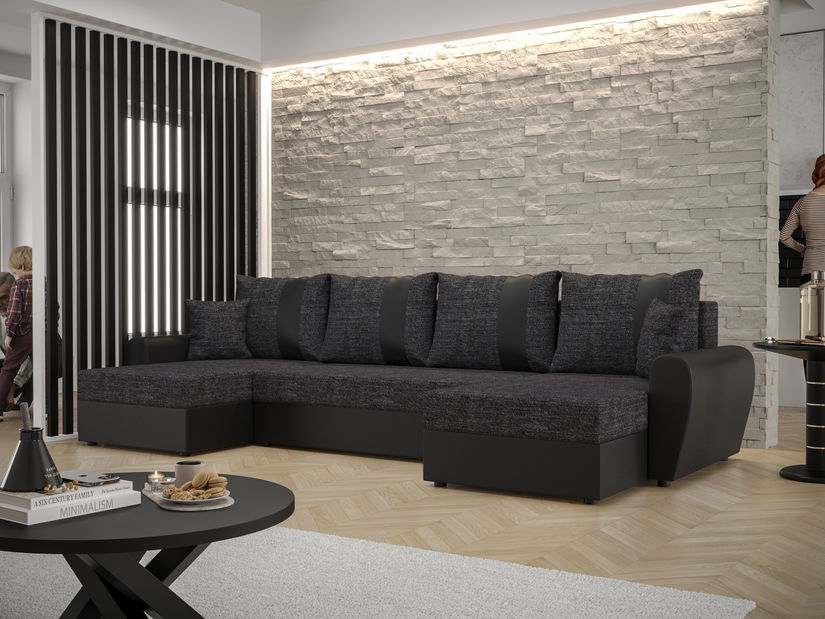 Sarok ülőgarnitúra U Daven U (sötétszürke + fekete)