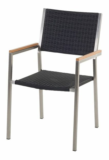 Set de masă pentru grădină Grosso (negru) (scaune din ratan) (pentru 8 persoane) (piatră)