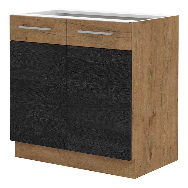 Dolná kuchynská skrinka Virion 80 D 2F BB (dub lancelot + tmavé drevo) *výpredaj