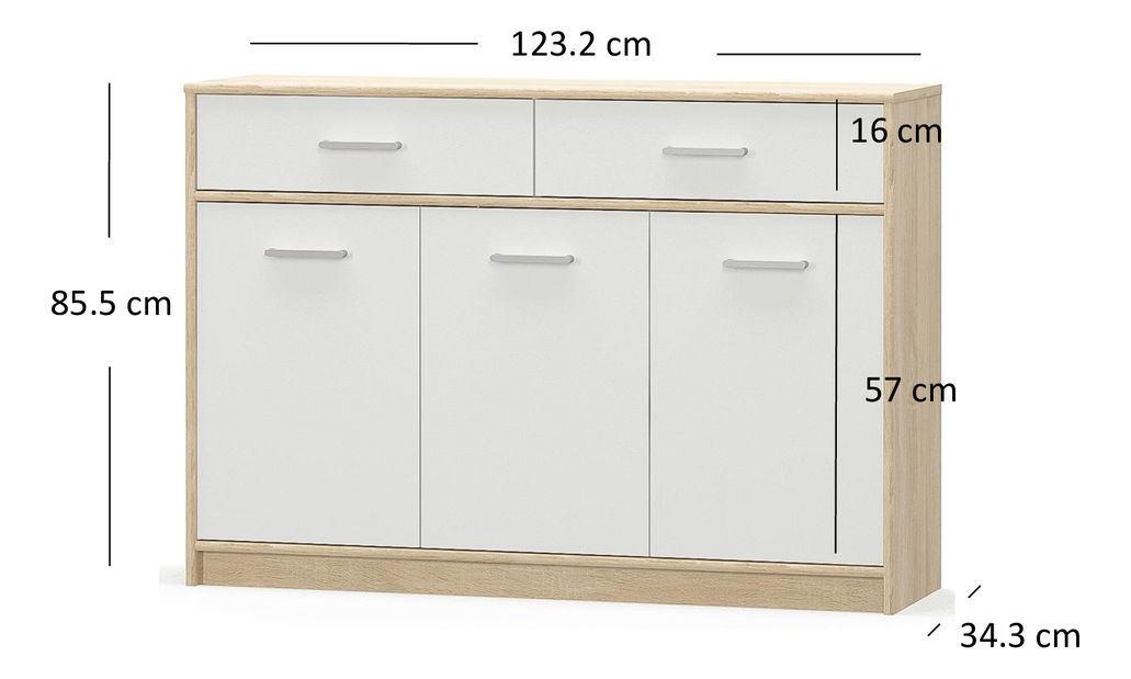 Komód Terrell (szonoma tölgy + fehér)