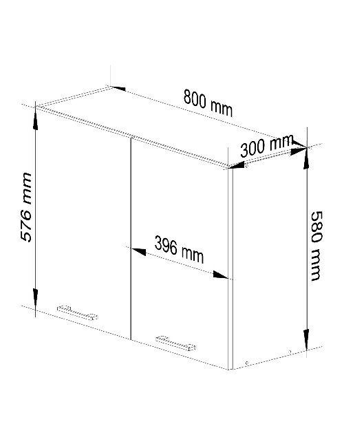 Dulap superior de bucătărie Ozara W80 H580 (alb + beton)