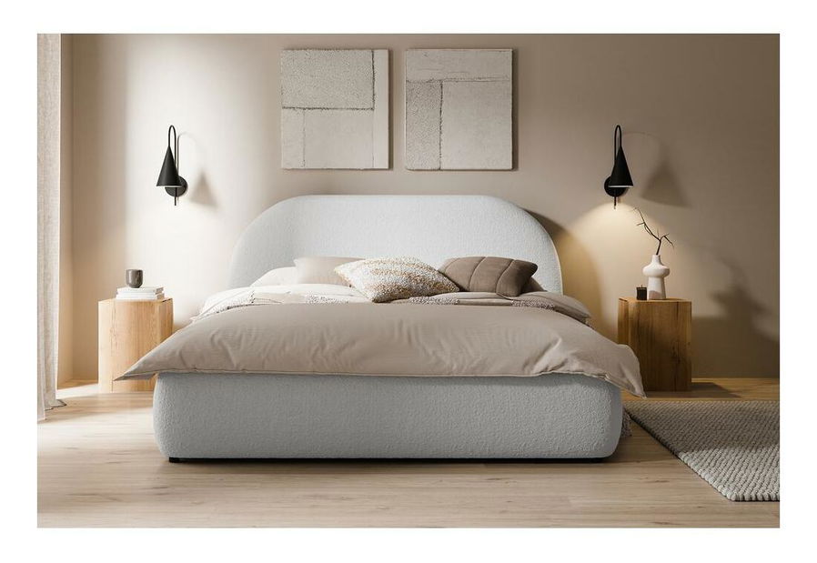 Franciaágy 180 cm Olivo P (ágyráccsal) (tárolóhellyel) (világosszürke + fekete)