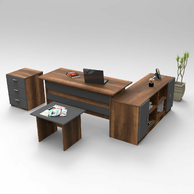 Set pentru birou Vincent 13 (Nuc + Antracit)