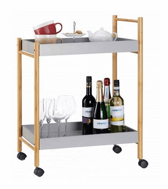 Cărucior servire Seren (gri + natural)