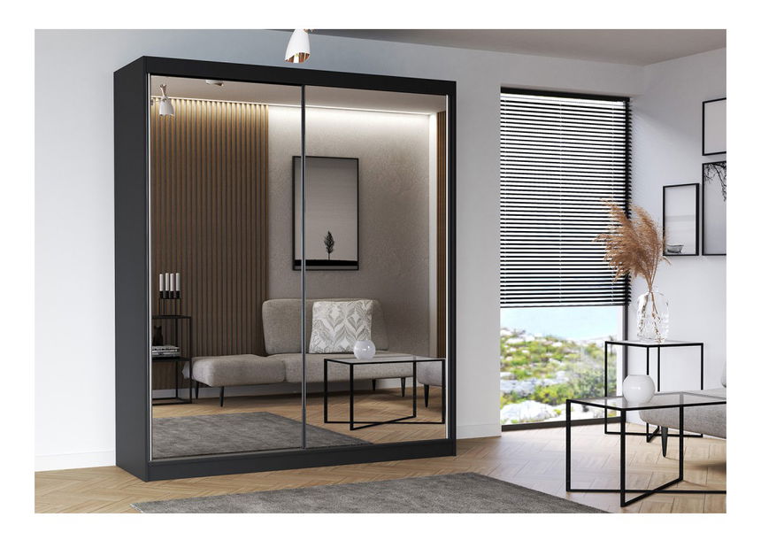 Šatníková skriňa Mebur 20 180 (čierna + zrkadlo)