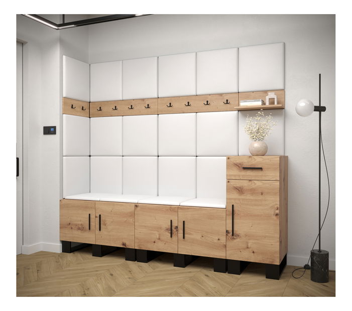 Set mobilier pentru hol Amanda 9 (Stejar artisan + Alb)