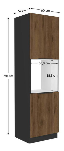 Dulap pentru cuptor Monzesa 60 DP-210 2F (negru + nuc okapi)