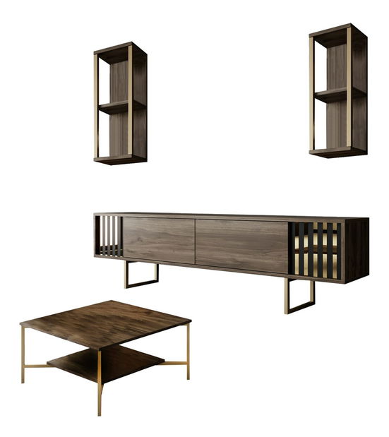 Zostava nábytku do obývacej izby Chromatic (Orech + Čierna)