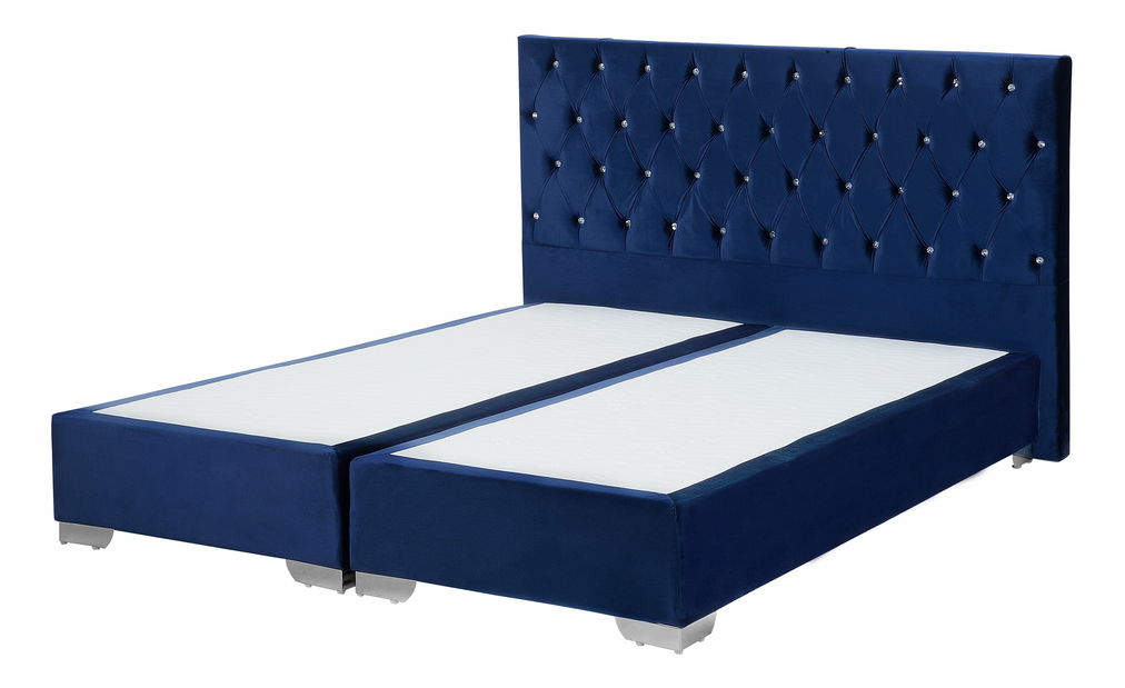 Manželská posteľ Boxspring 160 cm DUKE (s roštom a matracom) (modrá)