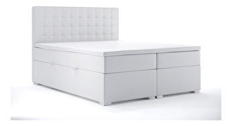 Manželská posteľ Boxspring 160 cm Candy (biela ekokoža) (s úložným priestorom)