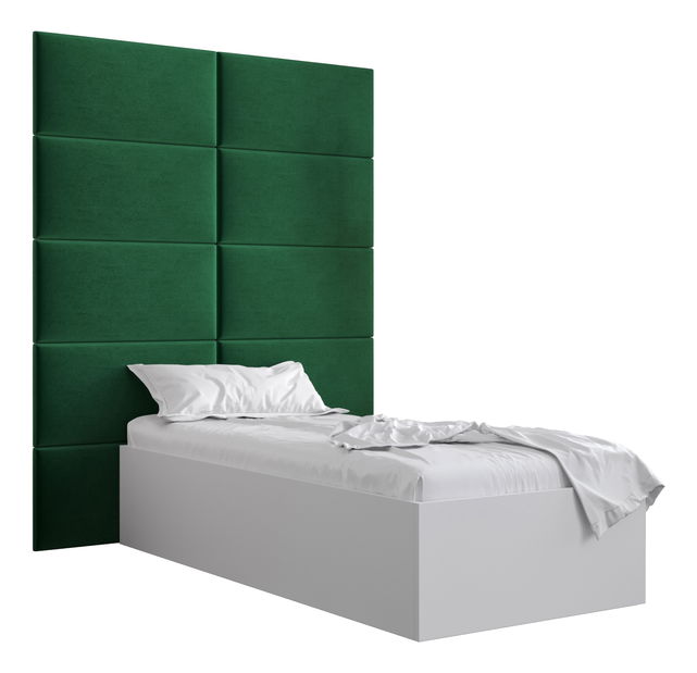 Jednolôžková posteľ s čalúneným čelom 90 cm Brittany 1 (biela matná + zelená) (s roštom)
