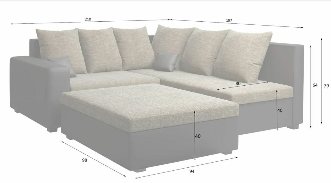 Rohová sedačka Monarda (tmavohnedá + béžová) (s taburetkou) (P) *výpredaj