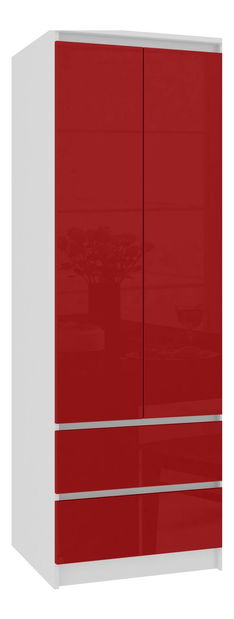 Ruhásszekrény Suman (fehér + fényes piros)