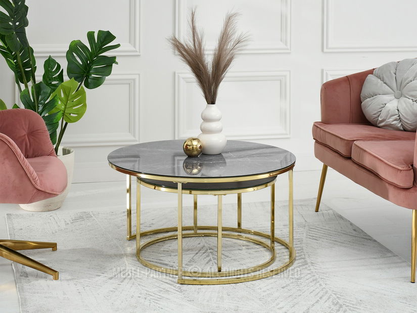 Măsuță de cafea Grande (marmură gri + auriu)