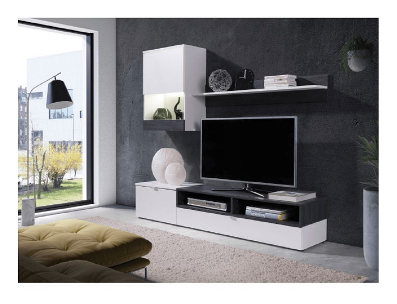 Nappali bútorsor Roso (fehér + sötét fenyő) 