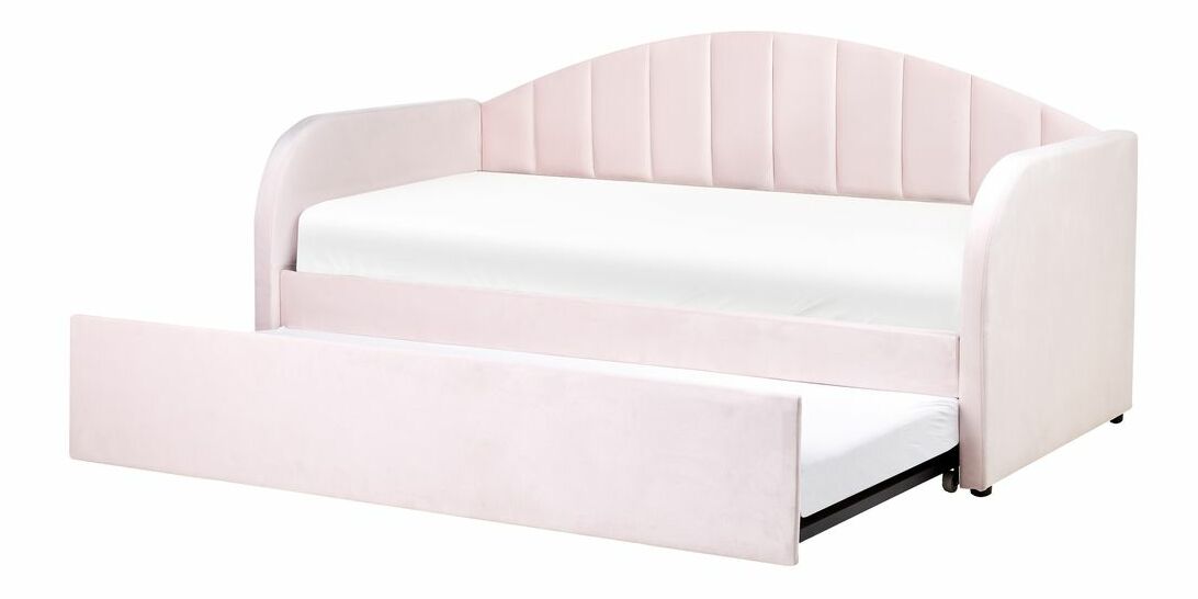 Pat de o persoană 200 x 90 cm Eithan (roz) (cu somieră)