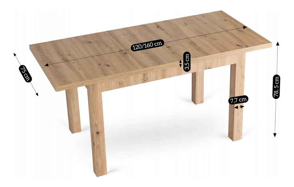 Blagovaonski stol na razvlačenje Seguiremos (hrast artisan) (za 4 do 6 osoba)