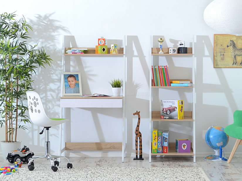 PC asztal Dylen (tölgy + fehér)