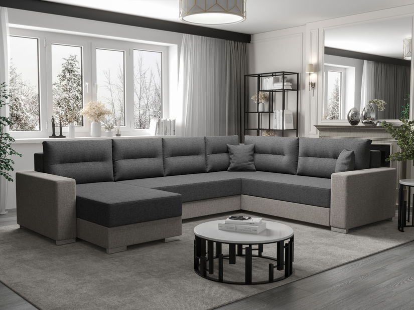 U alakú sarokkanapé Glide 3 (szürke + sötétszürke) (J)