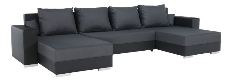 U-alakú sarok kanapé Eutychus (fekete + szürke) (J)