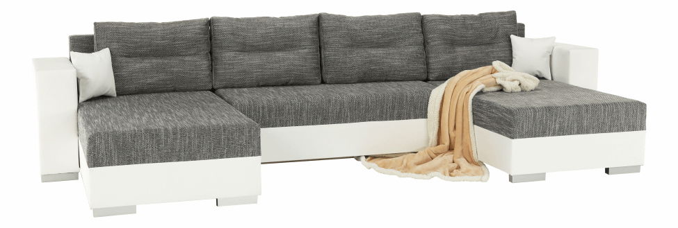 Kutna garnitura u obliku slova U Esa (bijela + siva)