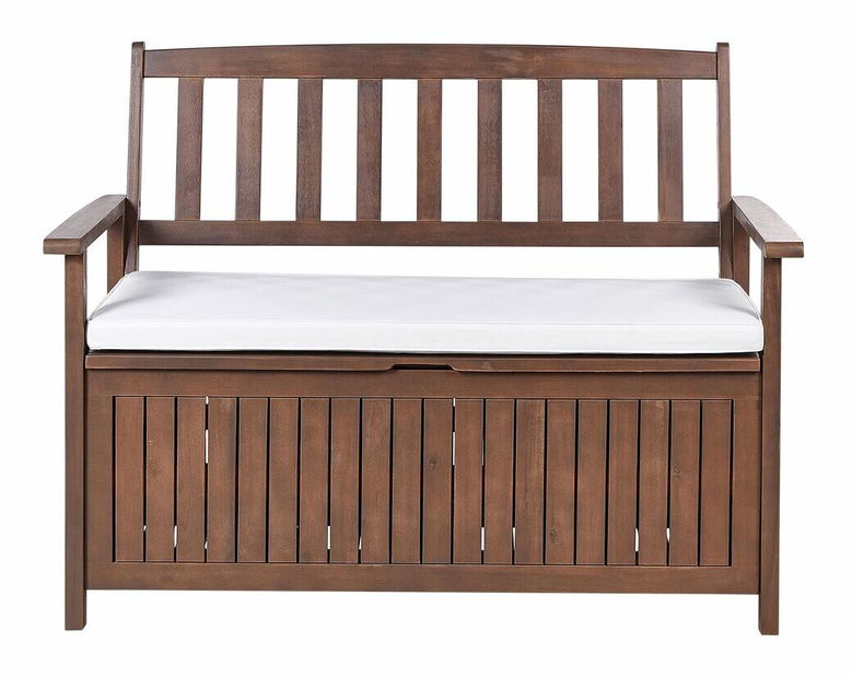 Kerti pad Sefu (sötét fa + fehér) (tárolóhellyel)