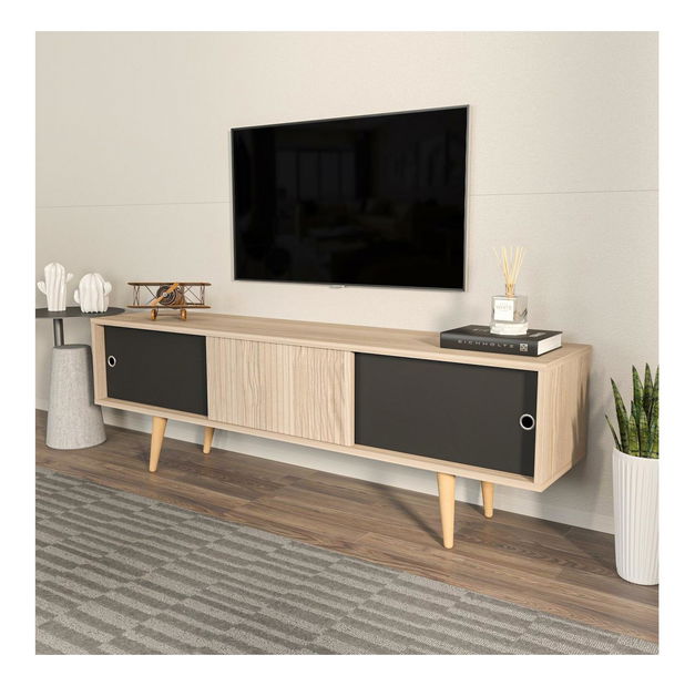 TV szekrény Ecranissa (tölgy + fekete)