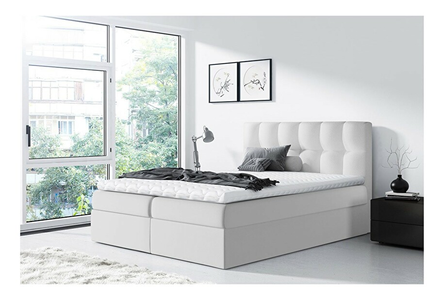 Kontinentálna posteľ Maddox (160x200) (ekokoža Soft 017 (biela))