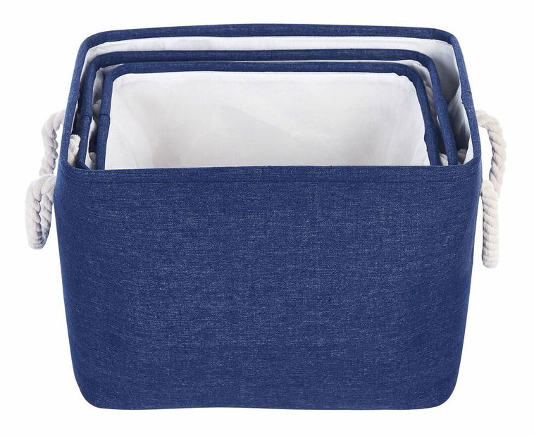 Set 3 ks úložných košov Deanna (modrá)