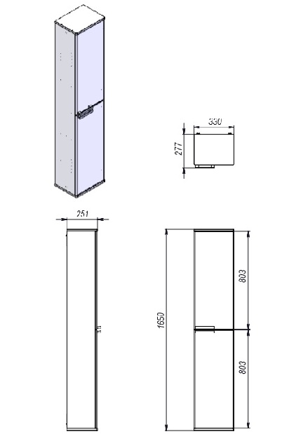 Kúpeľňová skrinka na stenu Juventa Rizzo ZlP-170 W (Ľ/P)