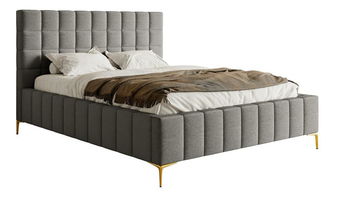Bračni krevet 140 cm Sheldona 140 (s podnicom) (s prostorom za odlaganje) (siva + zlatna)