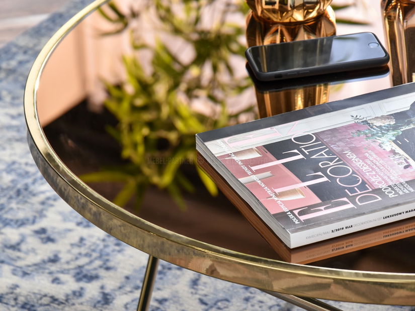 Konferenčný stolík Armin Xl (zlatá + hnedá)