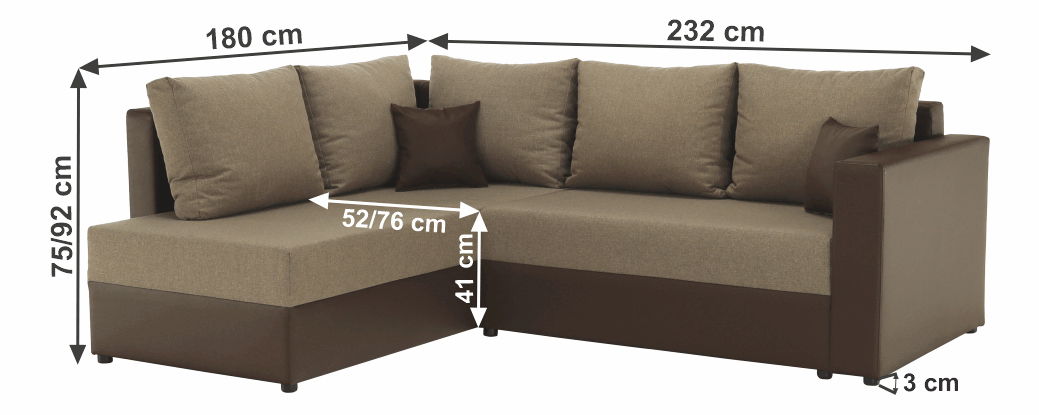 Rohová sedačka Udan hnedá (P)