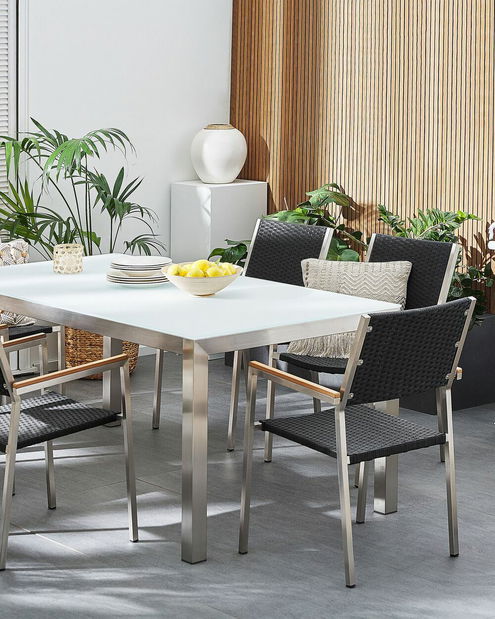 Set 4 ks záhradných stoličiek Giggles (čierny ratan)