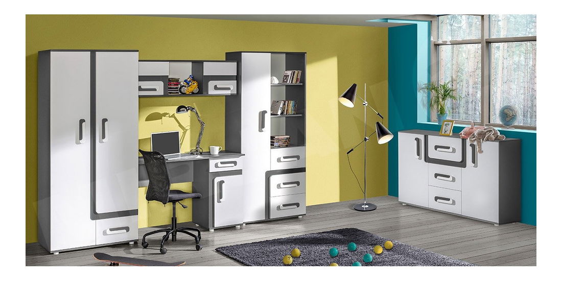 Mobilier cameră studenți Petanata XV (antracit + alb)