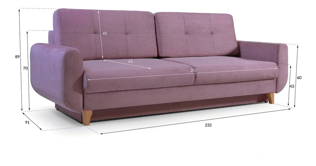 Pohovka trojsedačka Layile (fialová)