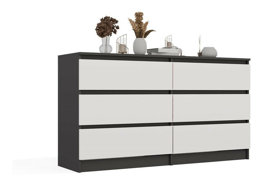 Comodă Musecalo 6 140 (antracit + alb)