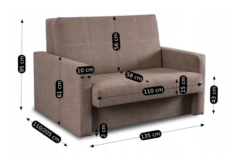 Széthúzható fotel (2 db.) Mulan 2 (bézs) 