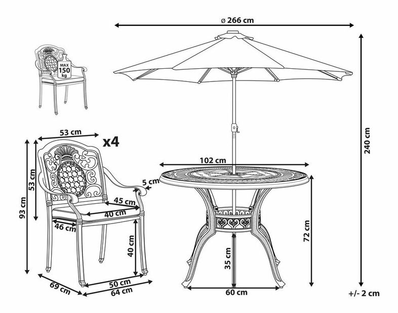 Kerti garnitúra Salerno (barna) 