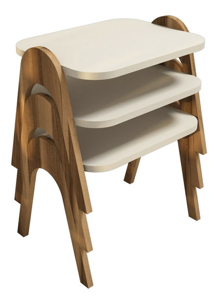 Set stolića za kavu (3 kom.)- Parid (orah + krem)