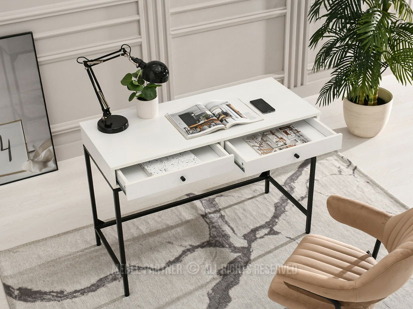 Masă PC Kaplan (lemn alb + negru)