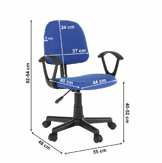 Kancelárska stolička Taos (čierna + modrá) *výpredaj
