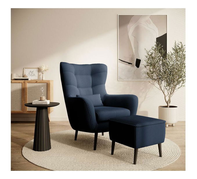 Fotel lábtartóval Veneza VZ2 (tengerészkék + fekete)