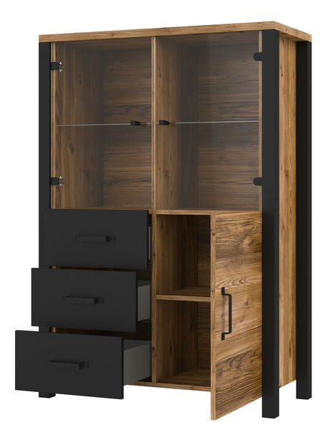 Vitrina Oralee Typ 44 (smreka + crna mat)