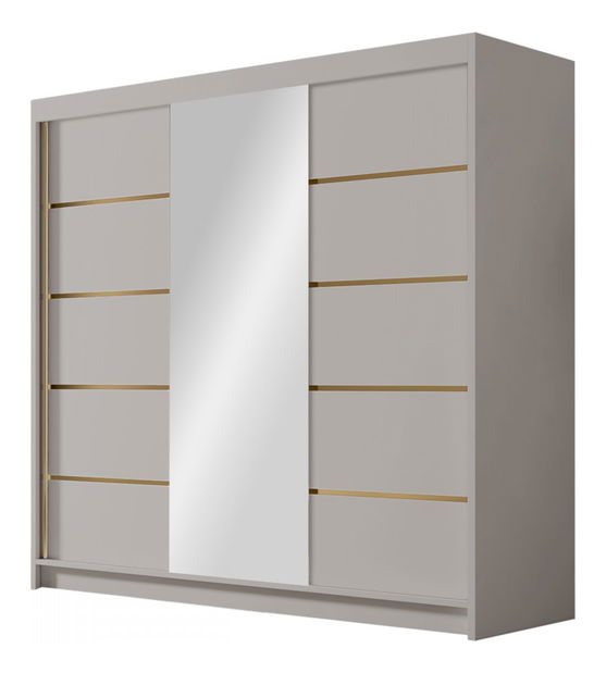 Dulap de haine cu uși culisante Fozzurt VI 200 (Alb + auriu) (cu oglindă)