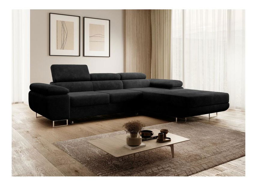 Kutna garnitura Grande (D) (crna + krom)