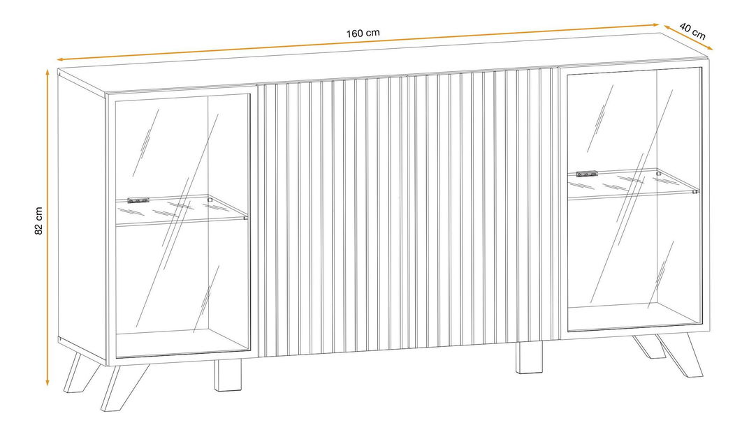 Vitrína Lyran (hikora jackson + čierna) (s LED osvetlením)