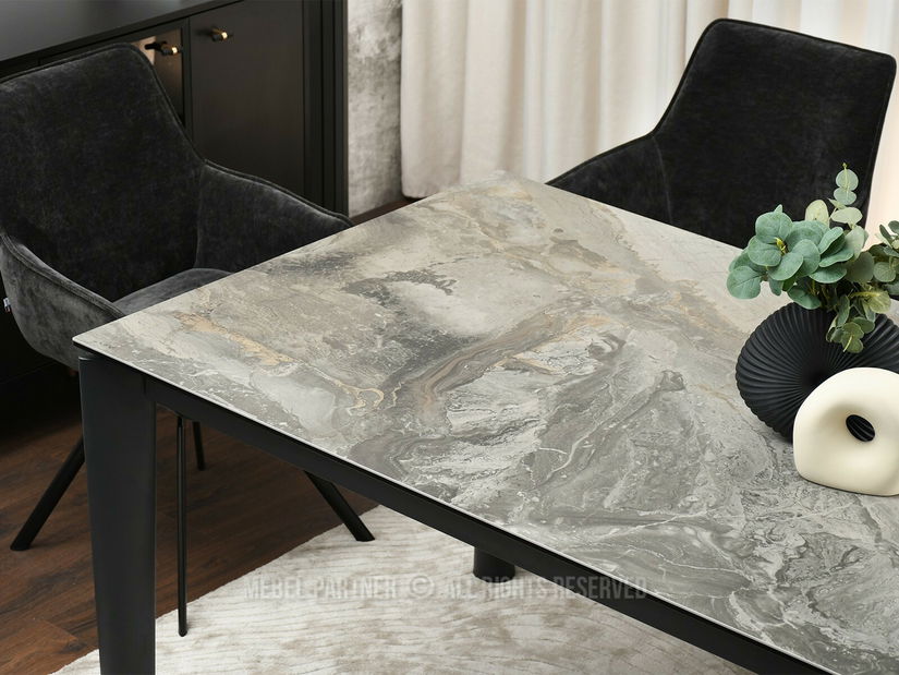 Masă sufragerie Telefonico (marmură + negru)