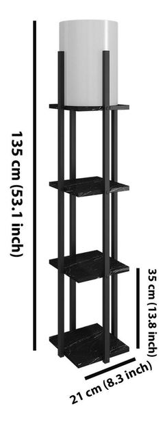 Stojanová lampa s policami Narakotta 1 (čierna)